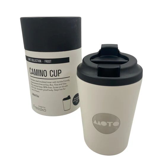 Fressko Re-usable Cup Camino 12oz Motobean Logo Frost White