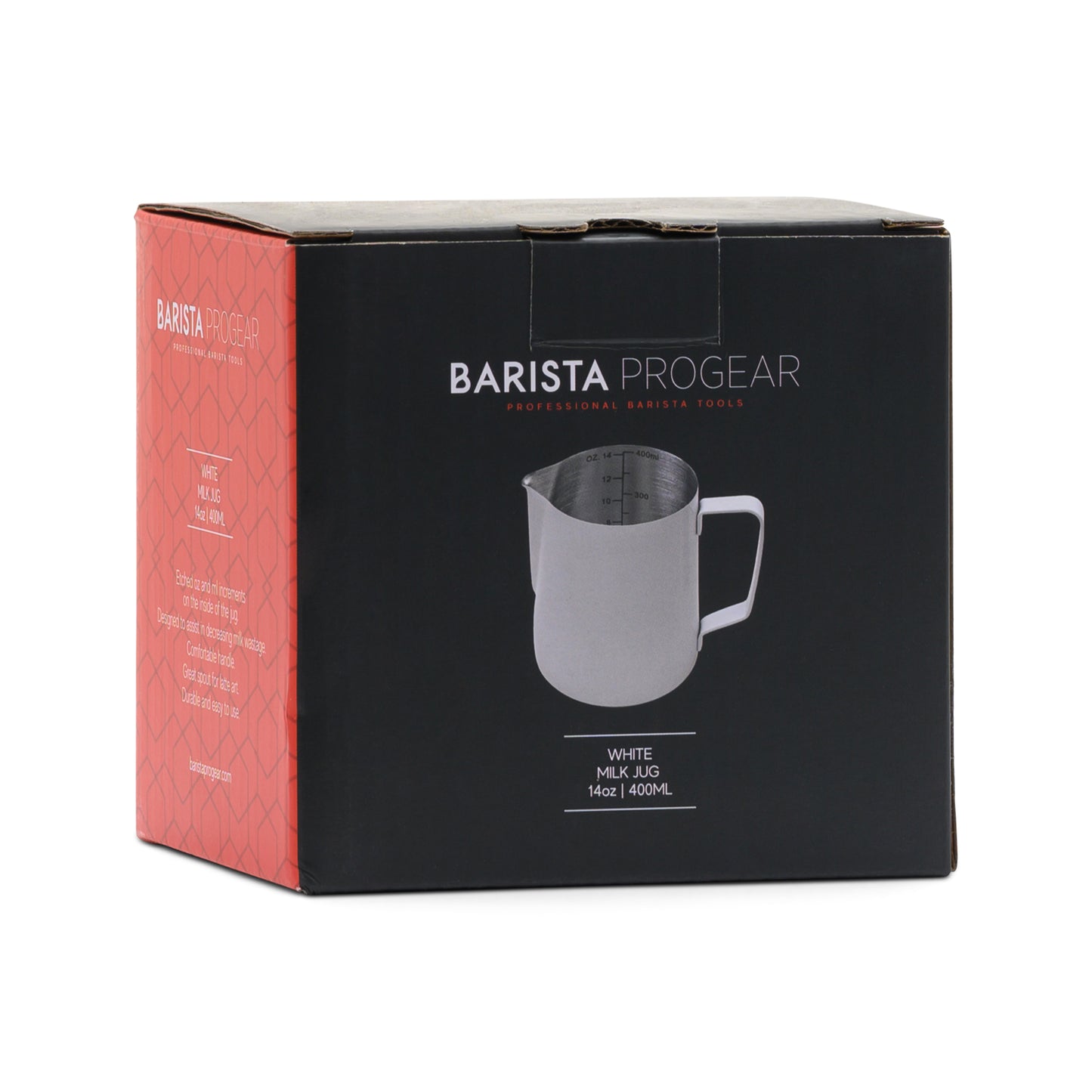 Barista Progear 400ml White Milk Jug Box
