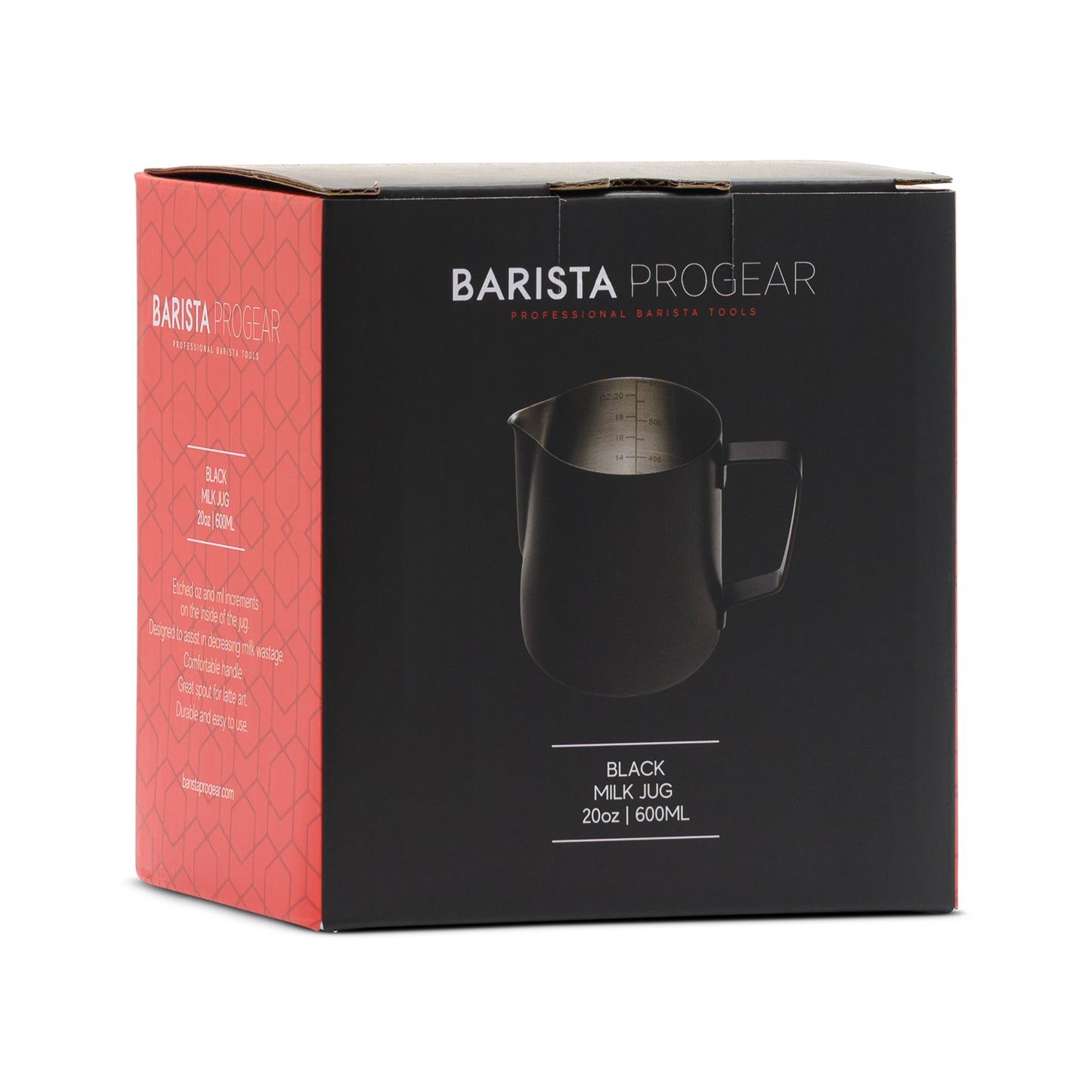 Barista Progear 600ml Black Milkjug Box