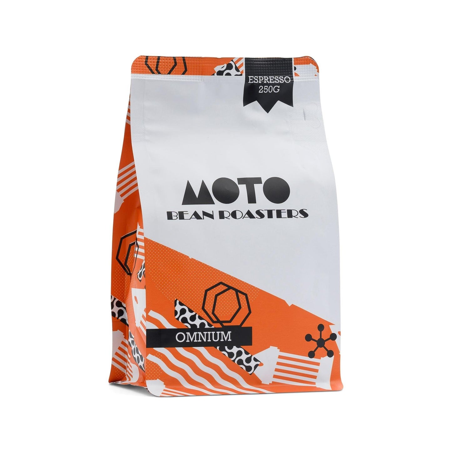Omnium espresso coffee blend from Moto Bean Roasters, 250g bag of specialty coffee. Our Signature Roast