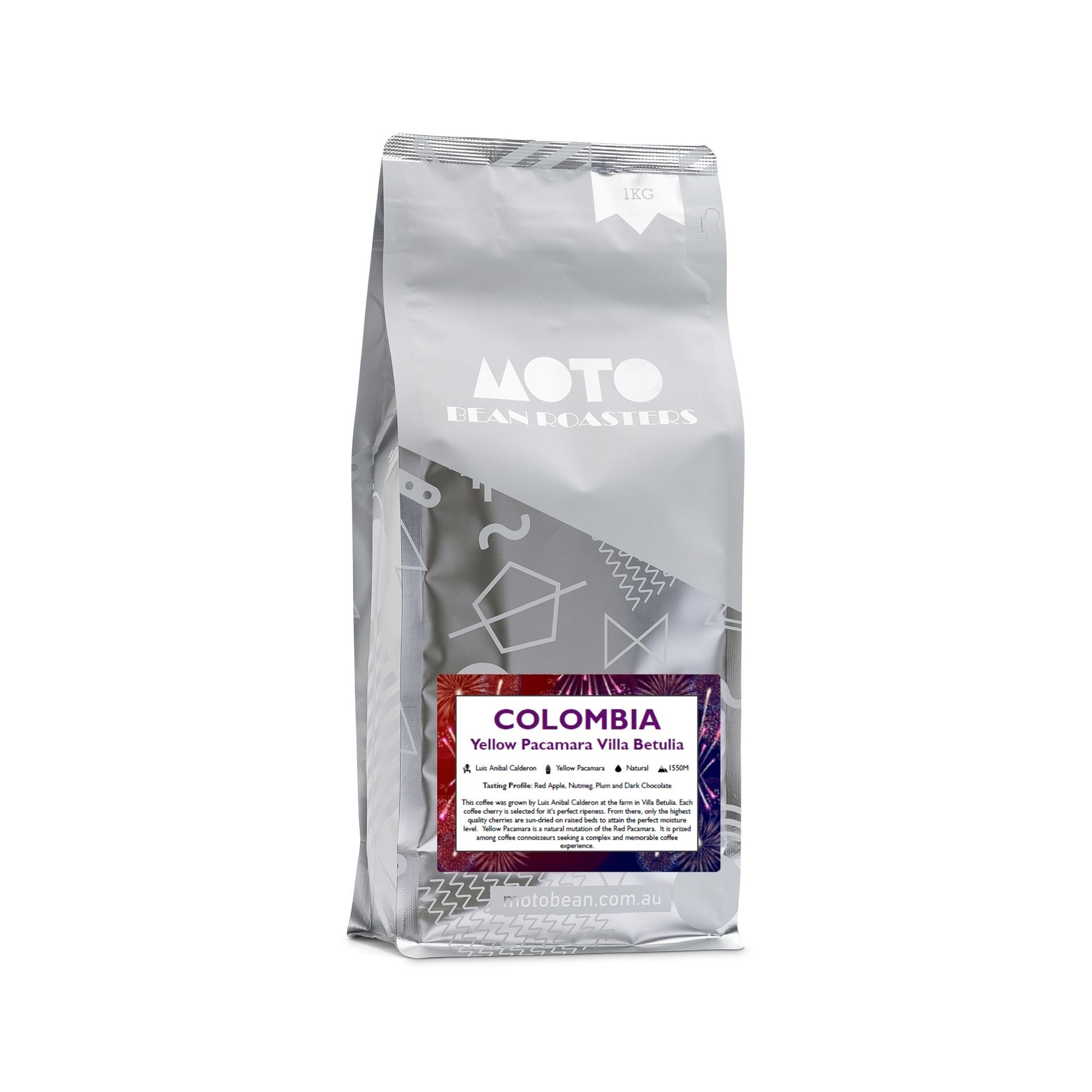 Motobean Speciality Roasters Colombia Yellow Pacamara Villa Betulia Premium Coffee Beans Roasted for Filter 1kg