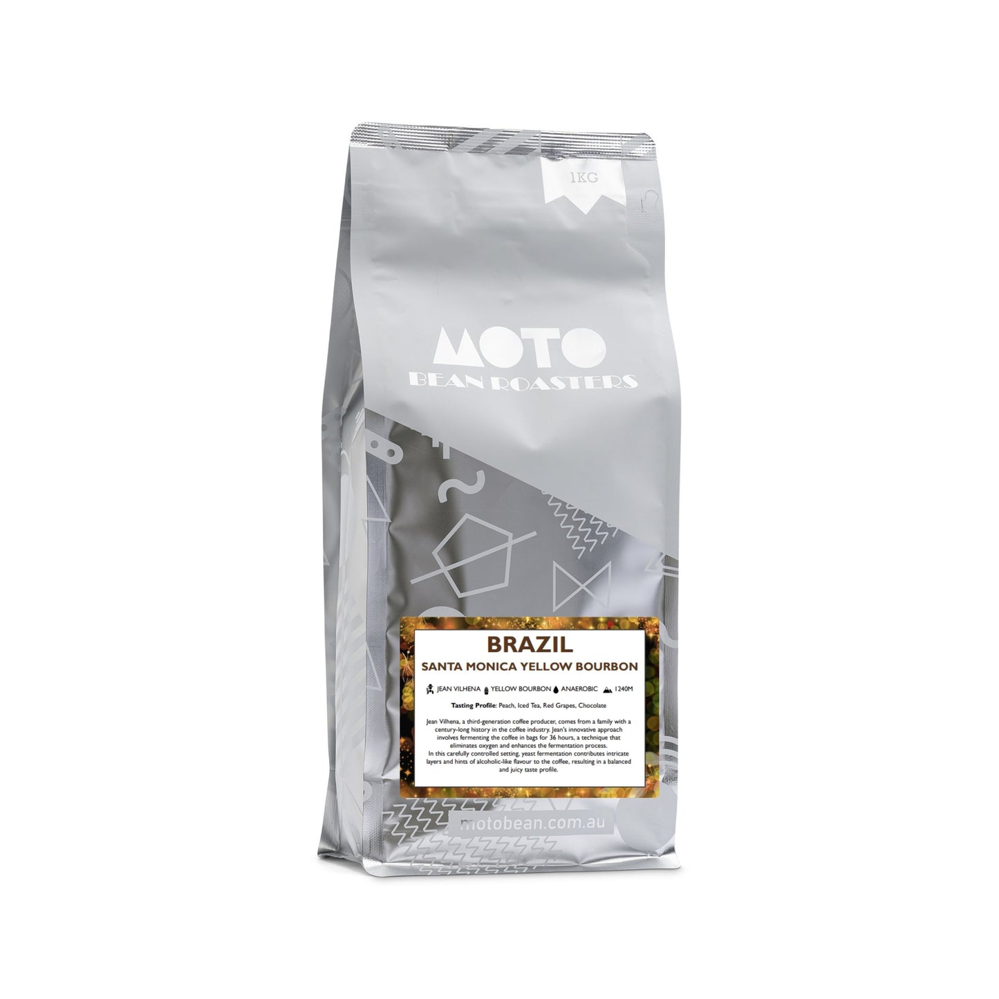 Motobean Speciality Roasters Brazil Santa Monica Yellow Bourbon Anaerobic Premium Organic Coffee Beans Roasted for Filter 1kg