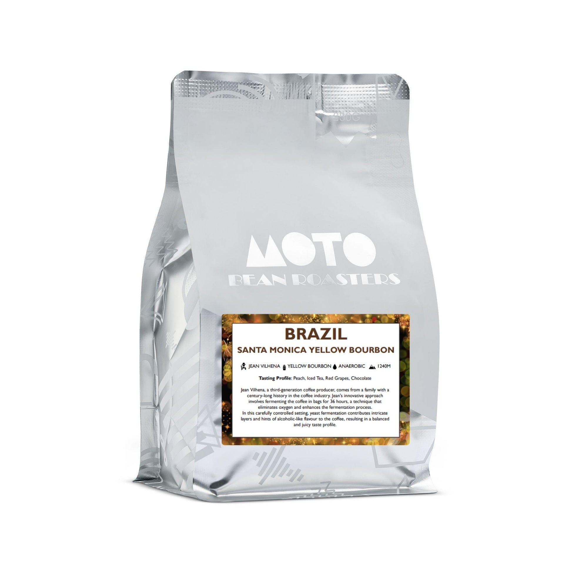 Motobean Speciality Roasters Brazil Santa Monica Yellow Bourbon Anaerobic Premium Organic Coffee Beans Roasted for Filter 250g