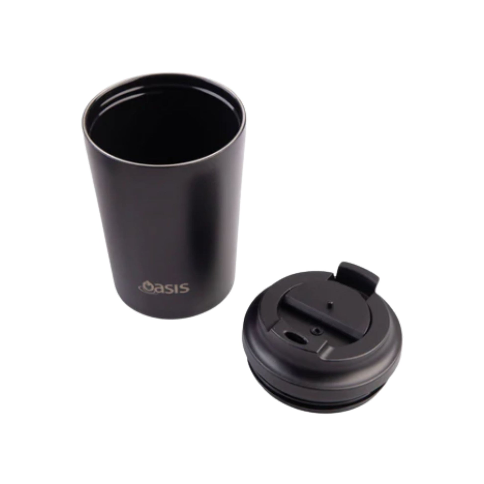 Oasis Ceramic Lined Coffee Cup Double Wall 235ml Black Interior. 235ml Capacity18/8 Stainless Steel — Food‑grade, corrosion‑resistantDouble Wall Vacuum Insulated — Keeps drinks hot for up to 3 hoursCeramic Coated Lining — Pure taste with no metallic flavourBarista Friendly — Internal moulded measurements (4, 6, 8oz)